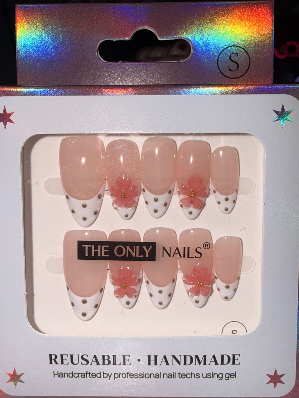 The Only Nails Reusable Pink Floral Press-On Nail Set